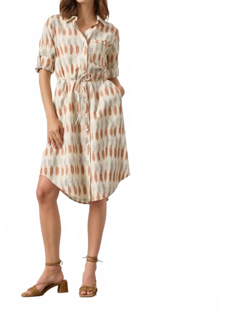 NEW LILLA P ikat shirt dress in carob